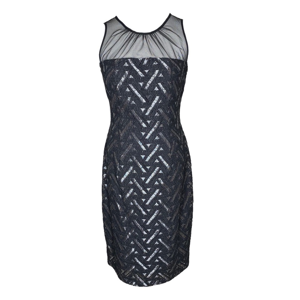 Worn Once Maggy London Illusion Mesh Black Sheath Dress